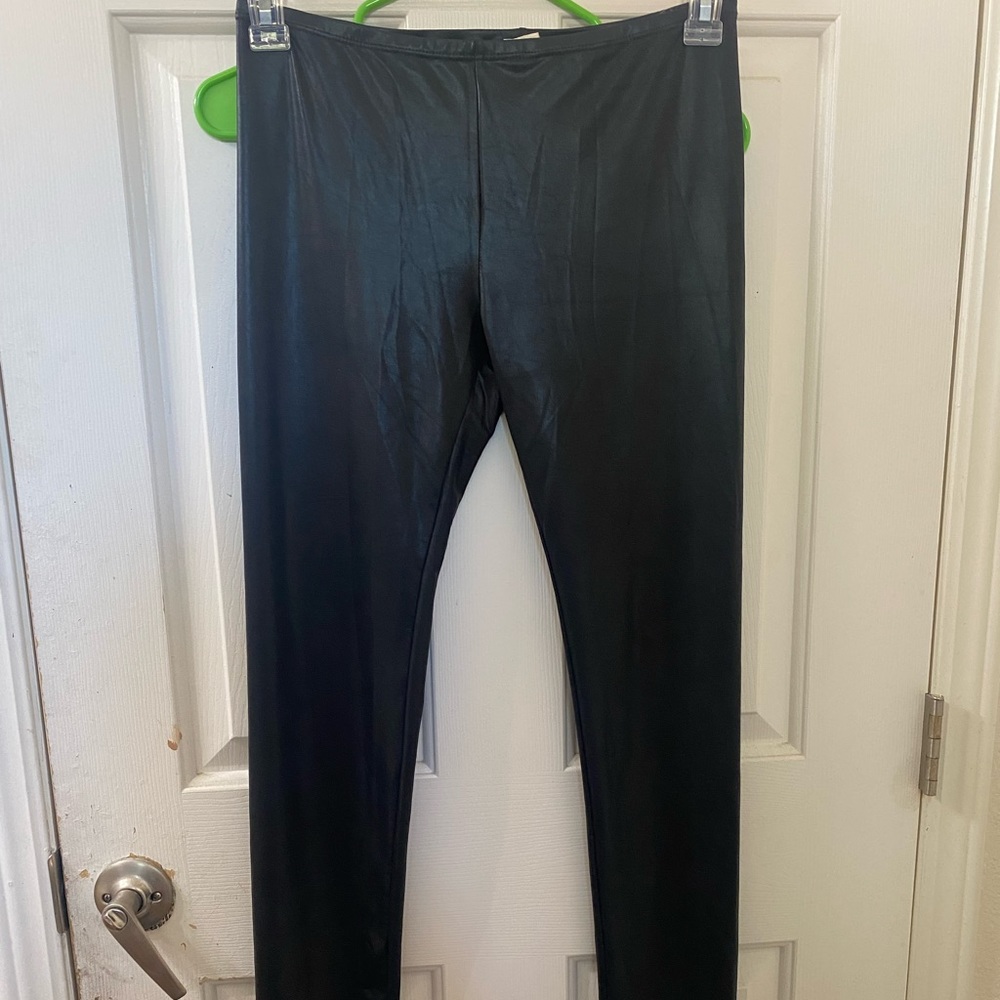 Body Central Black Spandex Leather look Leggings